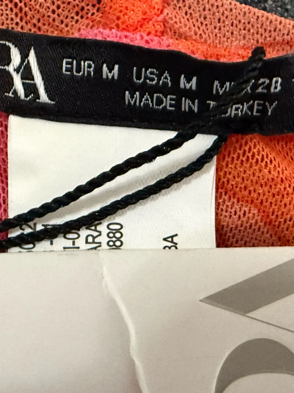 ZARA Pink Orange Floral Mesh Ruched Corset Bustier Strapless Top Medium - Picture 8 of 9